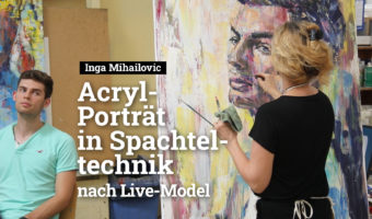 Inga Mihailovic Live-Video Acryl-Portrait in Spachteltechnik 2019